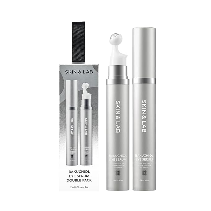 [SKIN&LAB] Bakuchiol Eye Serum with Caffeine, Roll-on Korean Under Eye Serum, Anti-Aging Wrinkle Care for Fine Lines, vegan, cruelty-free (1.0 Fl Oz (Pack of 2))