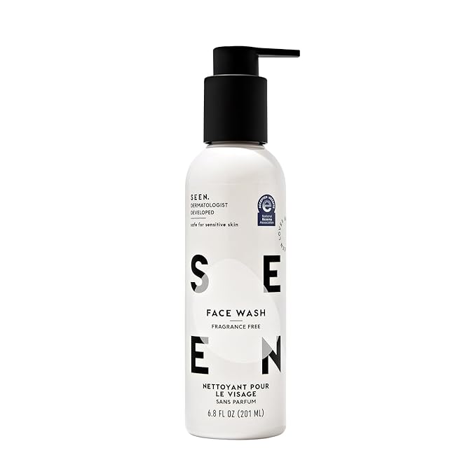 SEEN Face Wash, Fragrance Free -Non-Comedogenic & Non-Irritating Face Cleanser - Dermatologist-Developed - Safe for Sensitive, Eczema & Acne Prone Skin