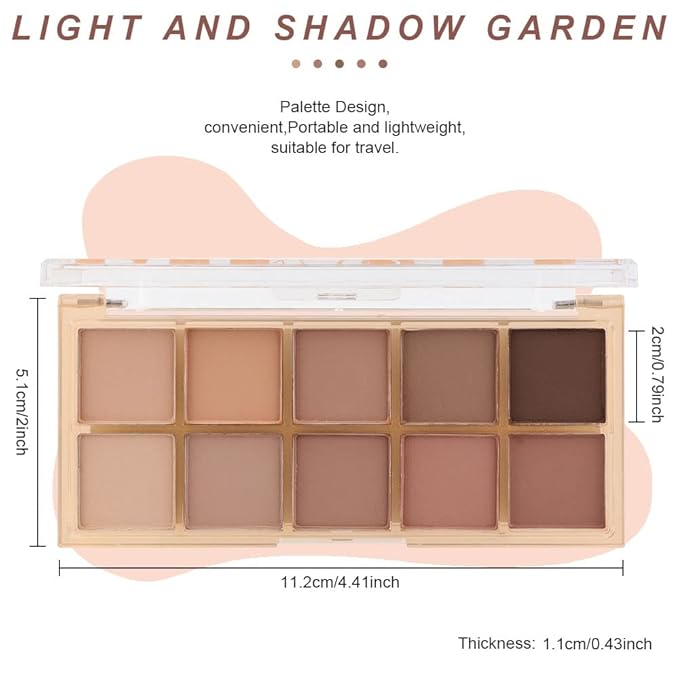10 Colors Nude Pink Matte Eyeshadow Palette,Neutral Nude Eye Shadow Palette,Long Lasting Waterproof Travel Size Makeup Pallete,Vegan,Cruelty -free