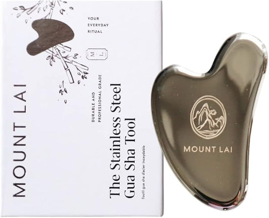 Mount Lai Stainless Steel Gua Sha Facial Tool – The Element of Refinement – Professional Grade Steel Face Sculpting Tool for Lymphatic Drainage, Puffiness Reduction & Refined Results