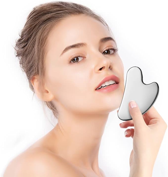 Tekson Facial Roller Massager, 3D Metal face Massage GuaSha Tool for Eye Reduce Puffiness, Face Lift, Anti-Aging, Skin Tightening