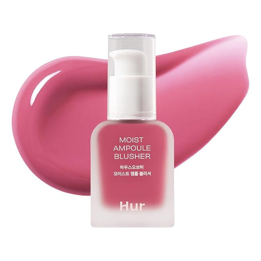 House of Hur Moist Ampoule Blusher with 50% Moisture Essence | Hydrating & Long-Lasting Blush | 0.68fl.oz (9 Shades) (Pink Rosie)