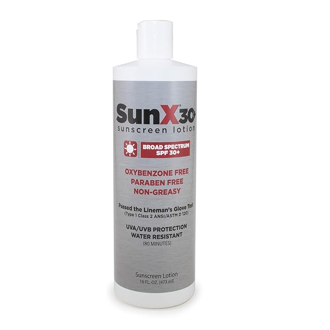 CoreTex Sun X 30+ SPF Broad Spectrum Sunscreen Lotion - 16oz Bottle of Paraben, Oxybenzone, Octinoxate, & Oil Free Sunscreen - No White Cast and Water Resistant Up to 80 Minutes