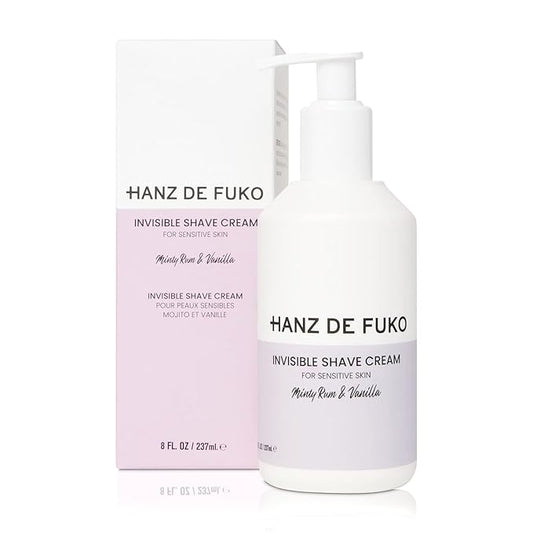 Hanz de Fuko Invisible Shave Cream for Men & Women – Premium Shaving Cream, Great for Sensitive Skin – Hypoallergenic Formula with Aloe Vera, Shea Butter, Acai – Sulfate and Paraben Free – 8 oz.