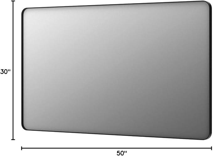 LOAAO 50X30 Inch Black Metal Framed Bathroom Mirror for Wall, Matte Black Bathroom Vanity Mirror Farmhouse, Large Rounded Rectangle Mirror, Anti-Rust, Tempered Glass, Hangs Horizontally or Vertically