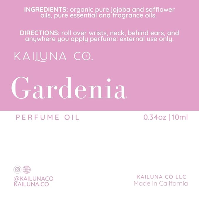 Gardenia Delicious Pure Essential and Fragrance Oil Perfume Roll On with Organic Jojoba Oil, Alcohol Free, Small-Batch, Made in California, 0.34 Fl Oz