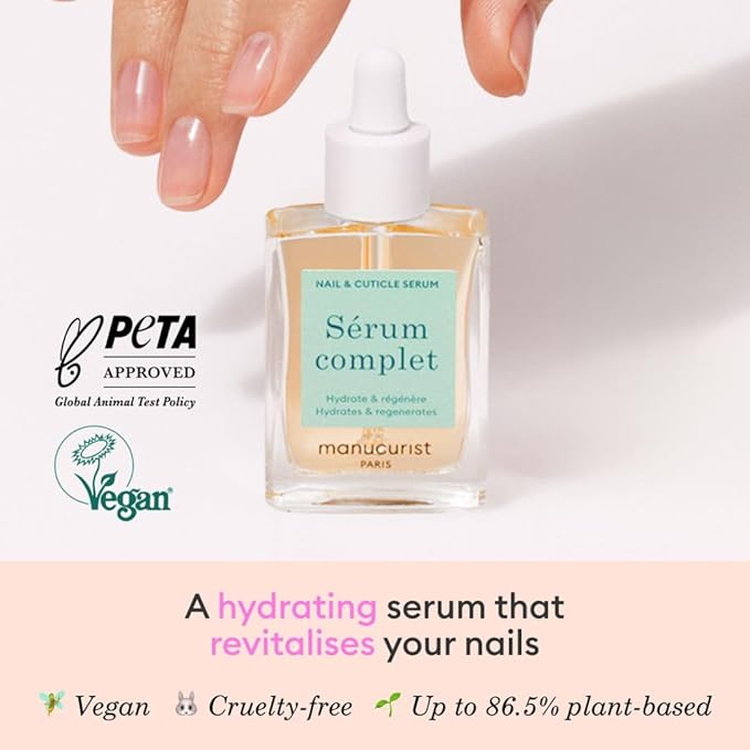 Manucurist - Complete Serum, Care for Damaged Nails and Cuticles, Hydrates and Regenerates Nails which Break Easily, Non-Greasy Gel Texture, Up to 86.5% Bio-sourced, Made in France, 0.5 fl oz