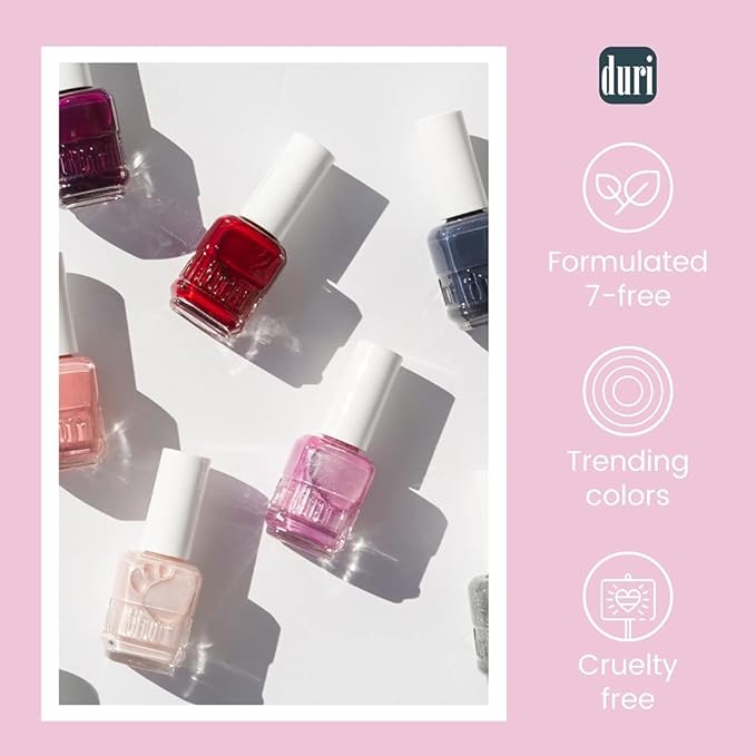 duri Nail Polish, 149 Sweet Sixteen, Lavender Pink Metallic Pearl, Glossy, Semi Sheer Coveragare, Quick Drying, 0.45 Fl Oz