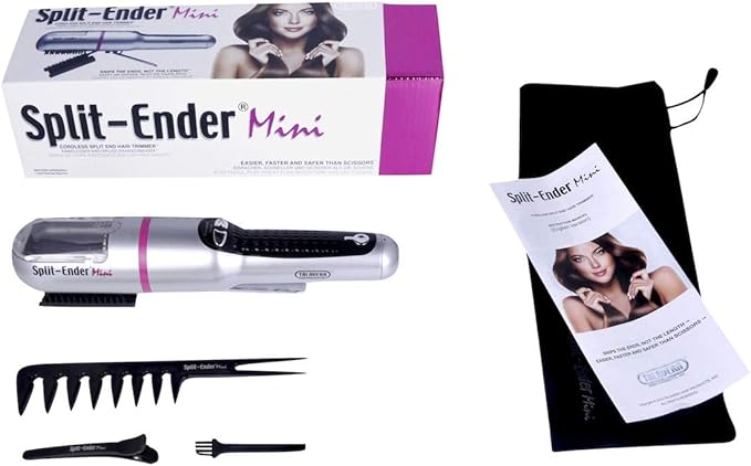 Mini - The Original Cordless Split End Hair Trimmer Automatic 3 AAA Battery Home Care Clipper 2-in-1 for Dry Damaged Splitting Broken Brittle Straight Curly Frizzy Beauty Styling - Pink
