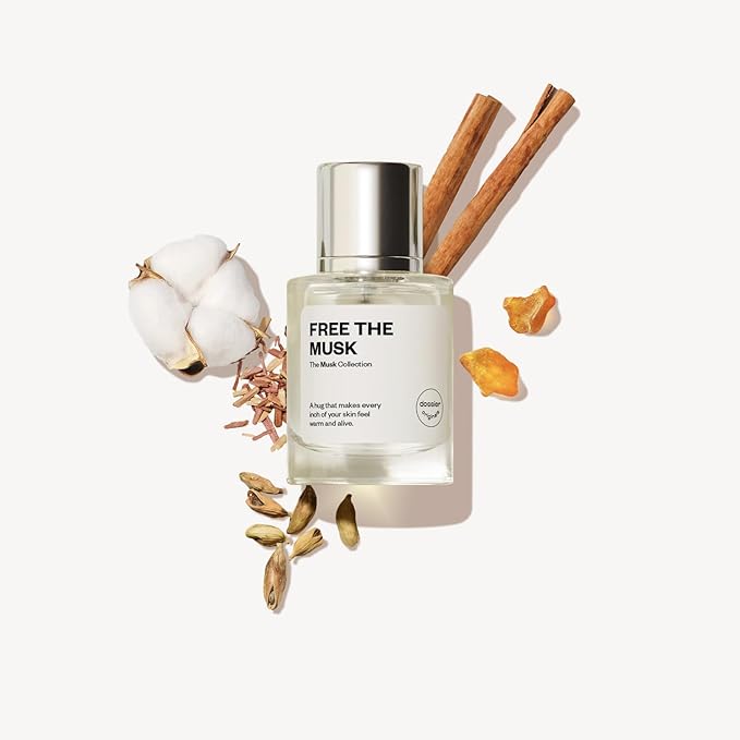 Dossier Free The Musk - Eau de Parfum for All - 50ml / 1.7oz - Clean Skin Musk Fragrance with Ambrette, Jasmine & Cedarwood - Genderless, Vegan, Long-Lasting Perfume