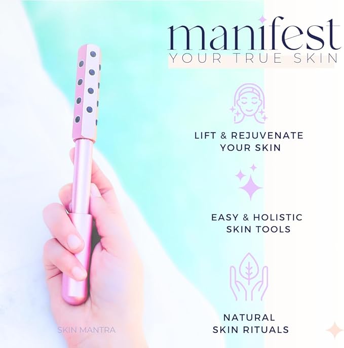 Radiance Roll 24 Germanium Stone Roller for Holistic Skincare to Improved Circulation - Uplift Massaging Beauty with 24 Germanium Stones [Rose Gold]