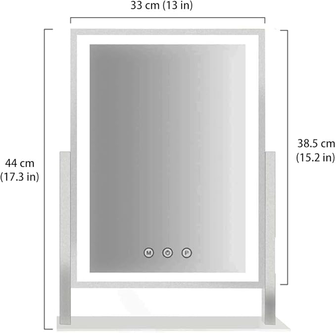 HIEEY Lighted Makeup Mirror, Hollywood Vanity Mirror with Lights, Three Color Lighting Modes, and 5X Magnification Mirror, Smart Touch Control, 360°Rotation (17.3in,White,Gift Box)