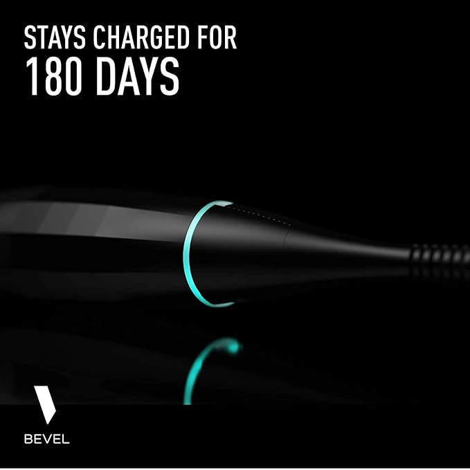 Bevel Beard Trimmer for Men - Black Edition Cordless Trimmer, 8 Hour Rechargeable Battery Life, Tool Free Adjustable Zero Gapped Blade, Barber Supplies, Mustache Trimmer
