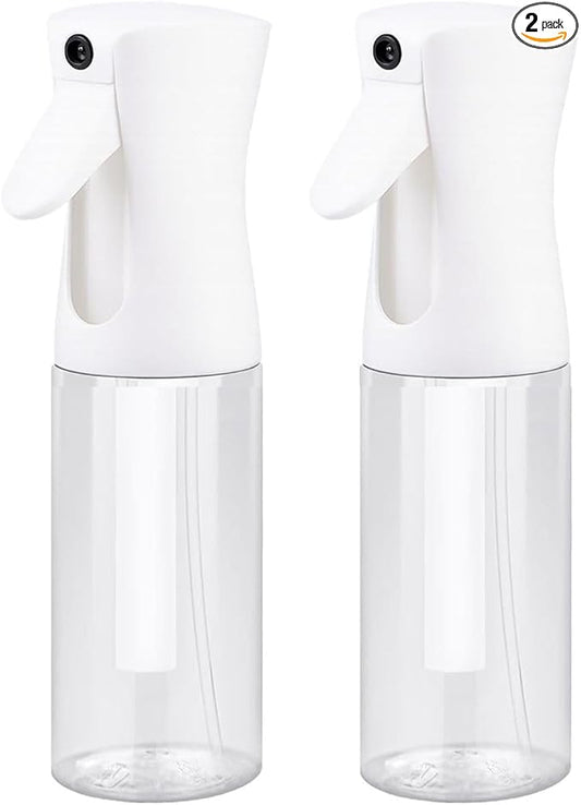 VIGOR PATH Continuous Spray Bottle with Ultra Fine Mist - Versatile Water Sprayer for Hair, Home Cleaning, Salons, Plants, Aromatherapy, and More - Empty Hair Spray Bottle (Clear - 5oz (2 Pack)