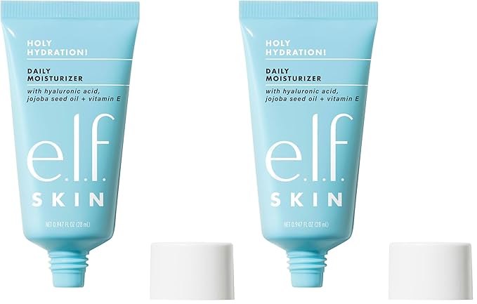 e.l.f. SKIN Holy Hydration! Moisturizer Mini, Ultra-Hydrating Formula, Infused with Aloe, Jojoba Oil & Shea Butter, Vegan & Cruelty-Free (Pack of 2)