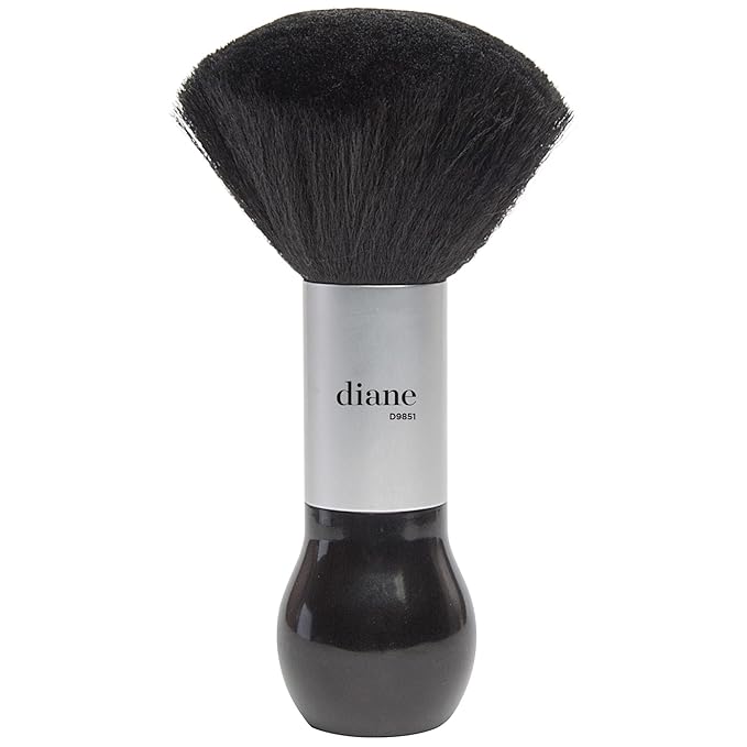 Diane Neck Duster Brush for Hair Cutting, Remove Loose Hair from Neckline and Ears, Soft Nylon Bristles, Stand Up Base, 7.5”, Large