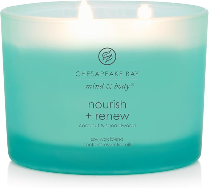 Chesapeake Bay Candle Mind & Body 3-Wick Coffee Table Jar Candle, Nourish + Renew (Coconut & Sandalwood)