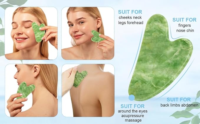 Jade Roller and Gua Sha Set,Gua Sha Facial Tools,Face Roller,Jade Roller for Face,Guasha Tools for Face,Self Care Kit for Men Women