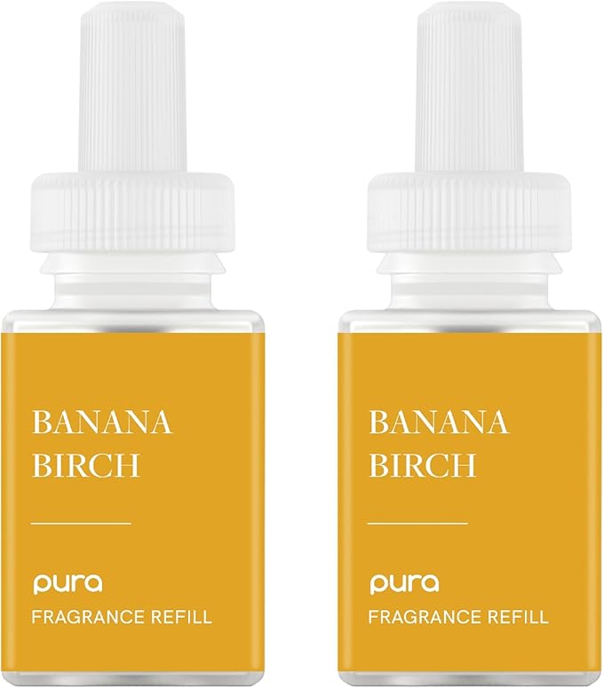 PuraHome Scent Refill - Smart Home Air Diffuser - Up to 120-Hours of Luxury Fragrance per Refill - Home Essential - Clean & Safe Diffuser Fragrance - 2 Pack, Banana Birch