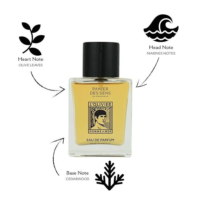 Panier des Sens - Long Lasting Perfume for Men - Musky & Woody Men Fragrance - Olive Leaves, Marine Notes, Cedar Wood - Elegant French Eau de Parfum - More Concentrated than Cologne - 1.7 Fl oz