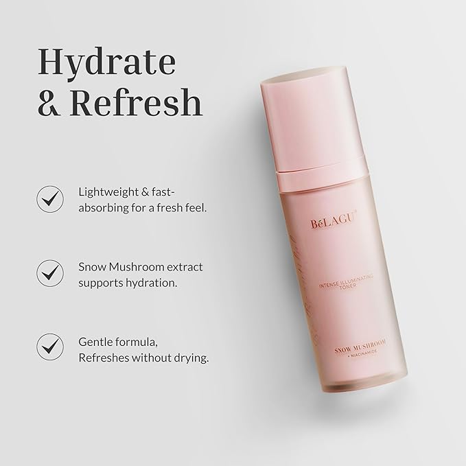 Intense Illuminating Toner with Niacinamide & Snow Mushroom | Hydrating Facial Toner for Radiant Glow & Even Tone | Alcohol-Free, Vegan (3.4 fl Oz)