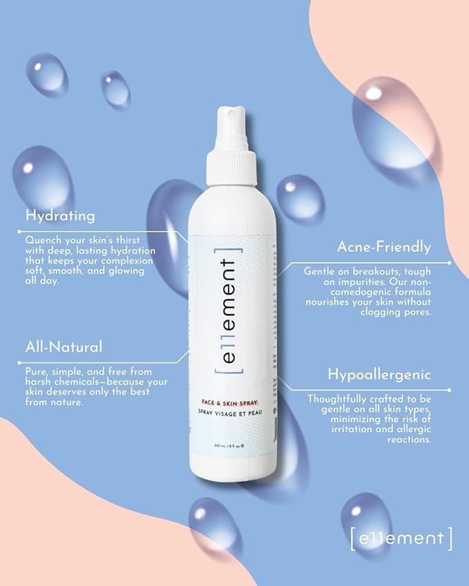 Hypochlorous Acid Face and Spray - 1 L Refill – Daily Toner – Dry Skin - Facial Cleanser - Tattoo Aftercare – Post Workout Refresher - Piercing Aftercare – Lash Cleanser - All Natural - e11ement