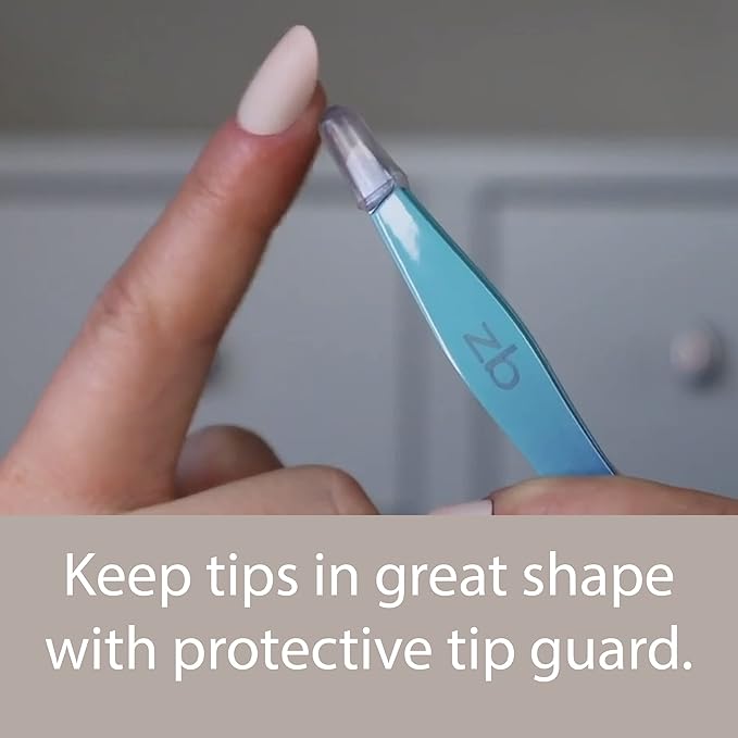 Tweezers - Limited Edition Aqua Ombré Slant Tweezer - Best Tweezers for Eyebrow, Hair Removal and Your Precision Needs