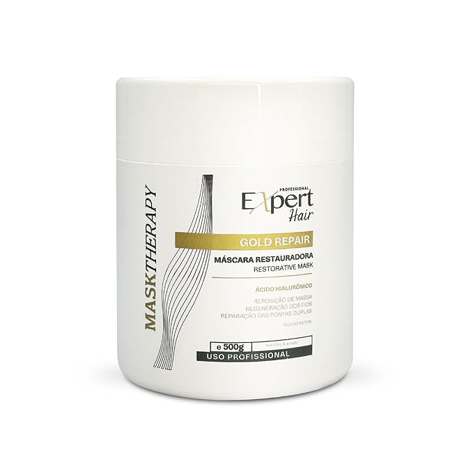 Expert Hair Gold - Restorative Hyaluronic Acid Mask to Repair Damaged Hair, Combat Dryness, Frizz & Split Ends (500g/17.6 Fl Oz)