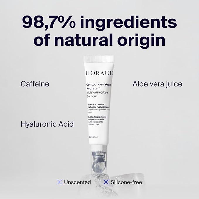 HORACE Under-Eye Moisturizer for Men - Anti-Fatigue Eye Cream to Reduce Dark Circles and Puffiness - Hydrating & Smoothing Skincare Formula for All Skin Types - Unscented, 15ml