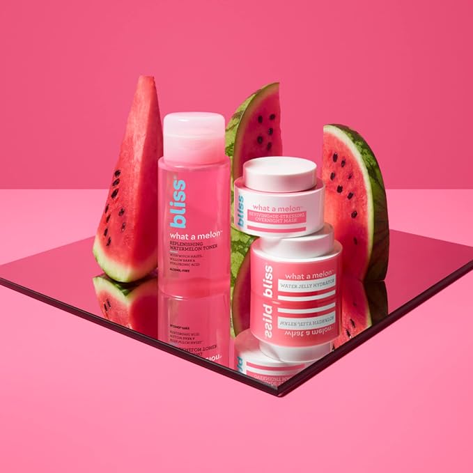 Bliss What a Melon Replenishing Watermelon Hyaluronic Acid Toner - 7 Fl Oz - Witch Hazel & Willow Bark - Hydrates, Refreshes and Energizes Tired Skin - Clean - Vegan & Cruelty-Free