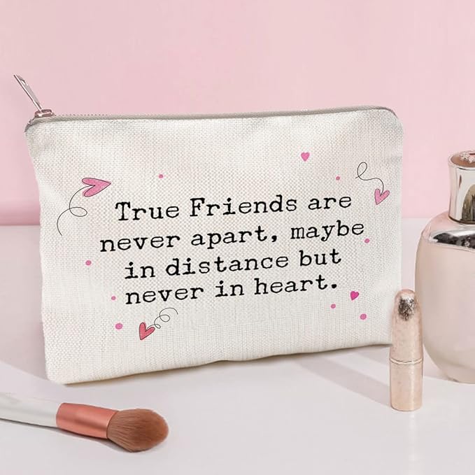 Friend Gift, Makeup Bag, Long Distance Gift, Cosmetic Bag, Tote Bag, Gift for Friend, Friends Are Never Apart, Sister Gift