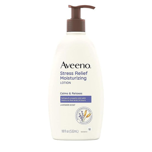 Aveeno Stress Relief Moisturizing Body Lotion with Lavender Scent, Natural Oatmeal to Calm & Relax, Non-Greasy Daily Stress Relief Lotion, 18 fl. oz (Pack of 3)