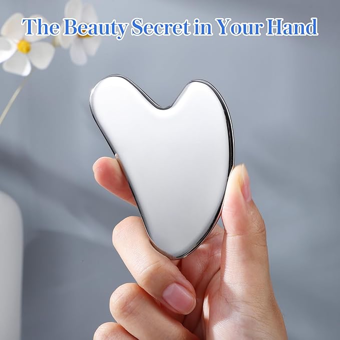 rosenice Gua Sha Facial Tools Stainless Steel Gua Sha for Face Skincare Massage Scraper for Body Metallic Luster