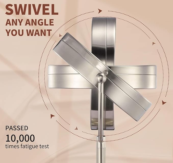 Professional 8.5" Large Lighted Makeup Mirror with Brighter Lights, 1X/10X True HD Magnifying Mirror with 3 Color Dimmable Lights, 90 Shadowless LEDs, 360°Swivel Seamless Vanity Mirror, Pearl Nickel