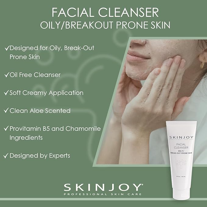 Facial Cleanser for Oily and Break-Out Prone Skin, Gentle Face Wash, Makeup Remover, Gluten-Free, Paraben-Free, Sulfate-Free - 4 fl oz