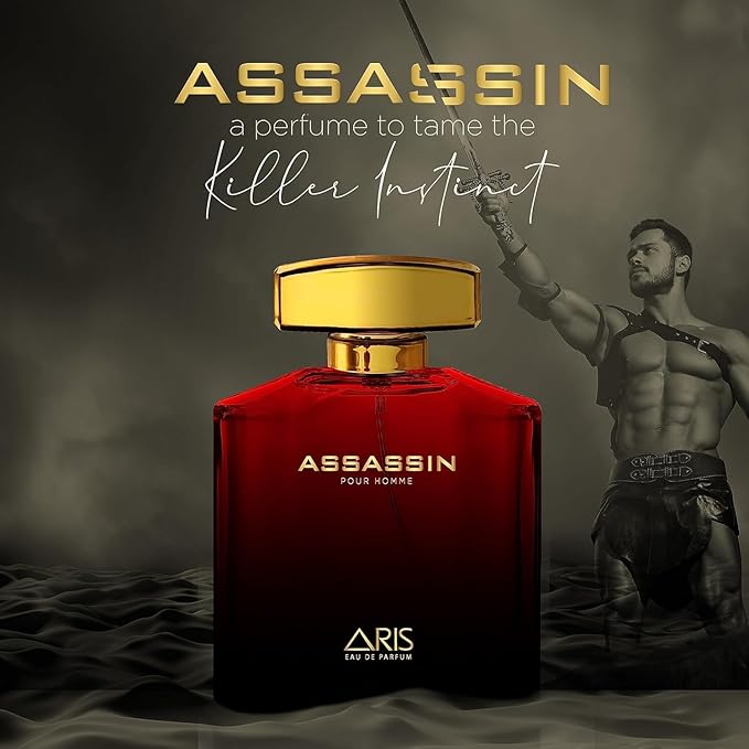Assassin Intense Eau de Parfum – Long-Lasting Musk and Wood Fragrance for Men – 100mL Perfume Spray with Bonus 15mL Sample (Randomly Selected)