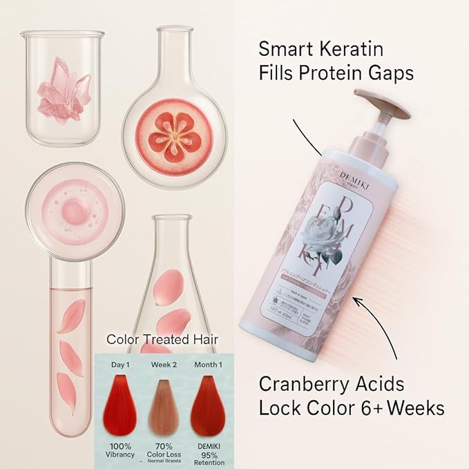 DEMIKI Japanese Shampoo and Conditioner Set for Women,Sulfate Free Shampoo for Oily Hair,Paraben Free, Sulfate Free, Rose Scent,Clarifying Shampoo Moisturizing and Volumizing Natural Hair Care,32oz