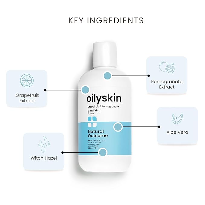 Natural Outcome Oily Skin Face Toner | Purifying Astringent Facial Toner | Naturally Keeps Skin Matte & Shine Free | Minimizes Appearance of Pores While Keeping Skin Hydrated with Aloe Vera | 8 oz