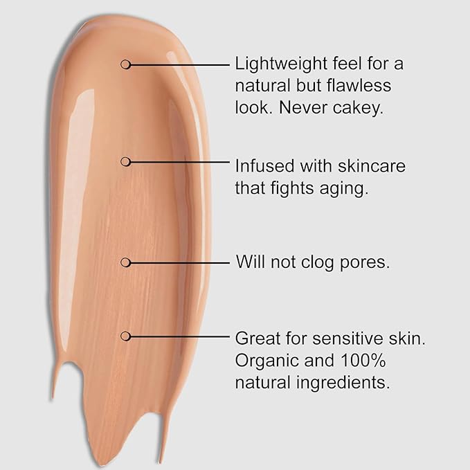 BaeBlu Organic Aloe-Based LUX Liquid Foundation, Natural Vegan Gluten-Free Made in USA, Maple