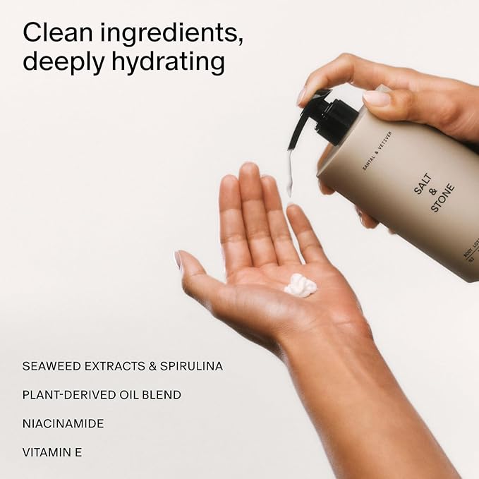 Salt & Stone Body Lotion for Women & Men | Hydrates, Nourishes & Softens Skin | Restores Dry Skin | Fast-Absorbing | Cruelty-Free & Vegan (Saffron & Cedar - 15.2 fl oz)