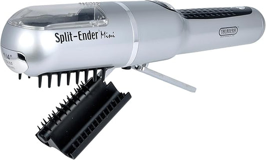 Mini – Original Cordless Split End Hair Trimmer for Dry, Damaged, Brittle, Frizzy, Curly or Straight Hair – 3 AAA Battery Operated Hair Clipper for Home Use – Silver