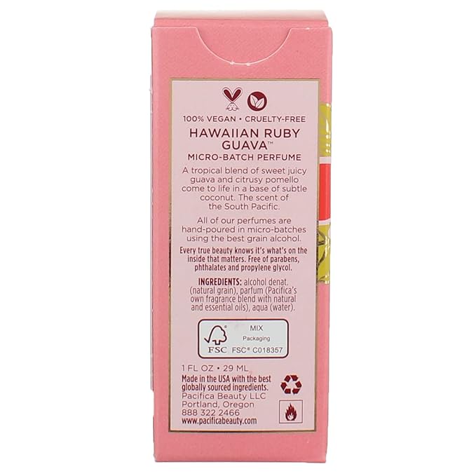 Pacifica Hawaiian Ruby Guava Spray Perfume - Vegan, Cruelty-Free Personal Fragrance with Essential Oils