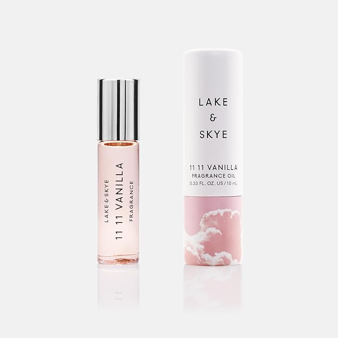 Lake & Skye 11 11 Vanilla Fragrance Oil Rollerball 0.33 fl oz (10ml), Unisex Perfume, Vanilla, Sheer Amber and Apple Notes, Soft and Warm Scent, Oil-Based Formula, Long Lasting Fragrance