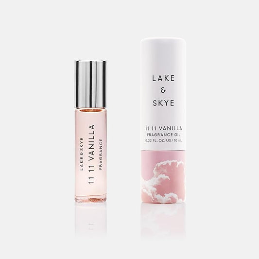 Lake & Skye 11 11 Vanilla Fragrance Oil Rollerball 0.33 fl oz (10ml), Unisex Perfume, Vanilla, Sheer Amber and Apple Notes, Soft and Warm Scent, Oil-Based Formula, Long Lasting Fragrance