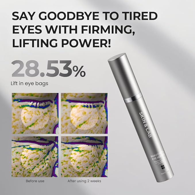 [SKIN&LAB] Bakuchiol Eye Serum with Caffeine, Roll-on Korean Under Eye Serum, Anti-Aging Wrinkle Care for Fine Lines, vegan, cruelty-free (0.5 Fl Oz)