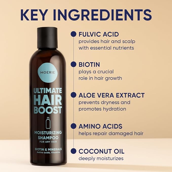 Moerie Ultimate Hair Growth Shampoo – For Longer, Thicker, Fuller Hair - Vegan Friendly Volumizing Hair Products – Paraben & Silicone Free – All Hair Types – Reverse Hair Loss