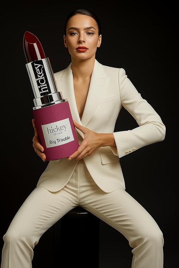 Hickey Lipstick Big Trouble Berry Wine Lipstick Refill - Hydrating & Moisturizing Shade, Lip Color for Women, Berry Lipstick Long Lasting, Gluten-Free & Vegan with Highly Pigmented