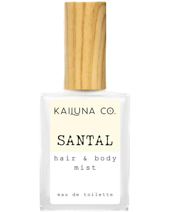 Santal Unisex Natural Hair & Body Mist Spray, Pure Essential and Fragrance Oils, Alcohol-Free, Handmade in California, 0.5Fl Oz