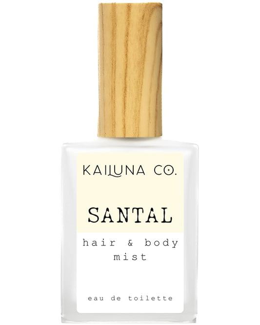 Santal Unisex Natural Hair & Body Mist Spray, Pure Essential and Fragrance Oils, Alcohol-Free, Handmade in California, 0.5Fl Oz