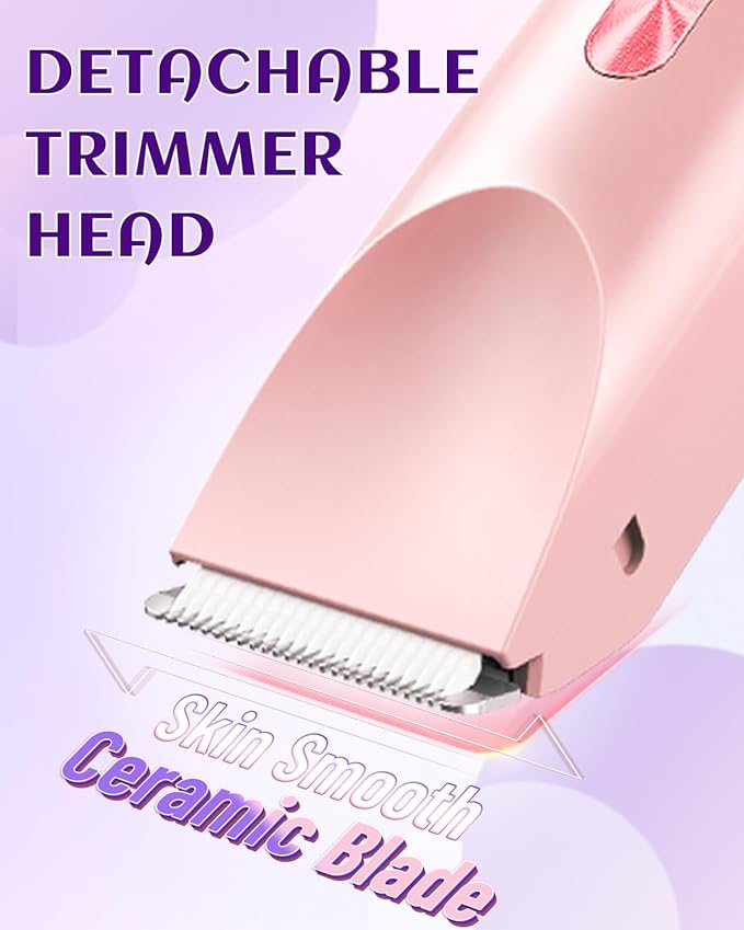 Dermave Bikini Shaver Trimmer 2.0 for Women Pubic Hair, 2 in 1 Dual Head Painless Electric Razor for Bikini Line Area, Waterproof